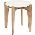 Kate and Laurel Icelyn Modern Living Room End Table for Use as Bedroom Nightstand or Large Indoor Plant Stand, 19x19x19, White/Natural