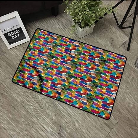 Amazon 葉 Uniquespring観葉植物の外のドアマット自然が汚れほこり雪と泥をキャッチ 80x50cm 玄関マット オンライン通販