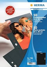 HERMA Photo Pockets for Ring Binder Albums 20 x 30 cm 20 Pockets Black view 2