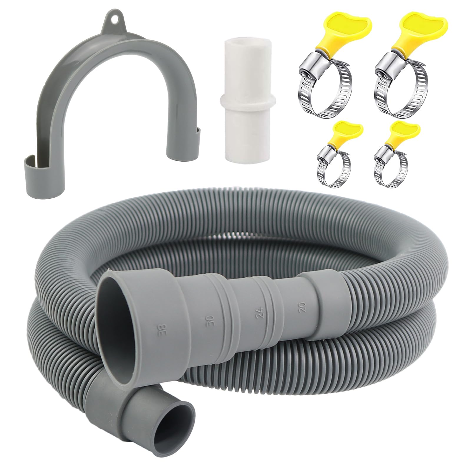 Photo 1 of ***JUST HOSE***3.2 FT Universal Washing Machine Drain Hose, Drain Hose Extension Kit for Washer, Dishwasher, Dryers, Dehumidifier with 4 Hose Clamps, 1 U-Holder, 1 Adapter, Fit for 0.79-1.5 inch Drain Outlet