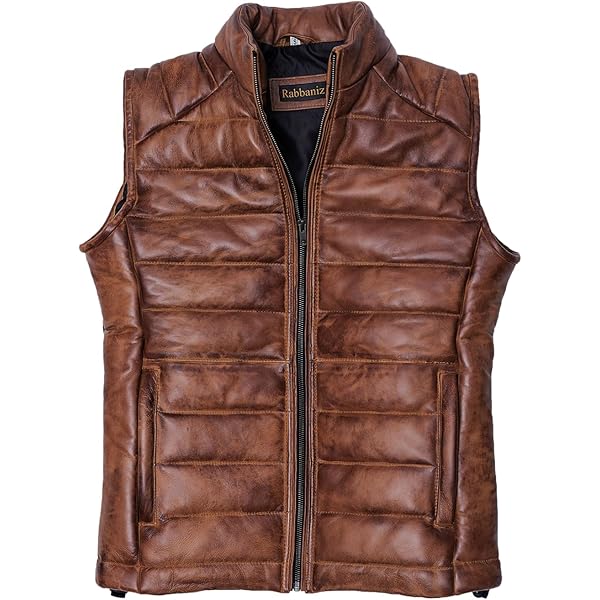 DarkRabbit Men's Leather Jacket Sleeveless Jacket Coat