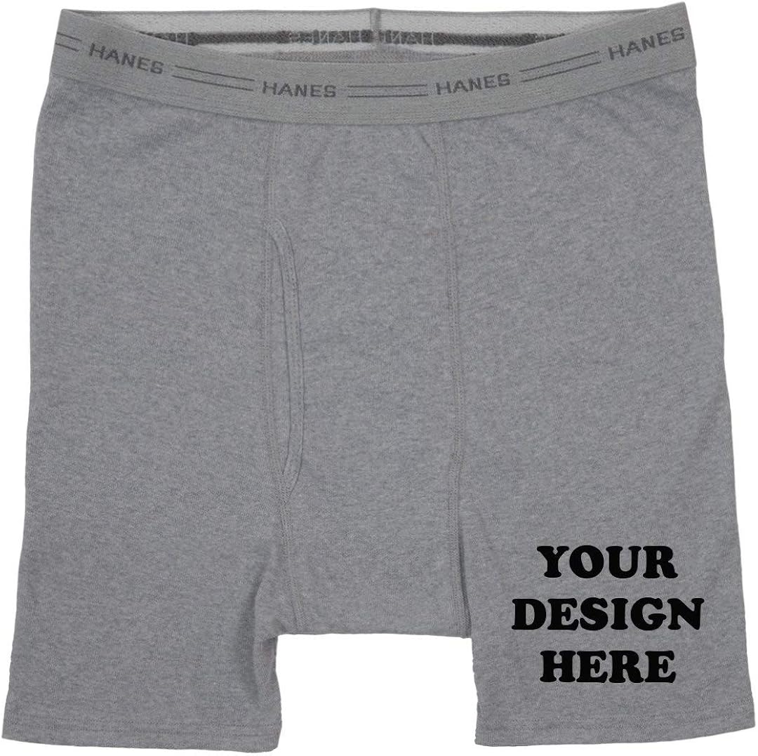 Create Your Own Men's Boxer Briefs Hanes Heather Grey Boxer Brief Underwear at Amazon Men’s