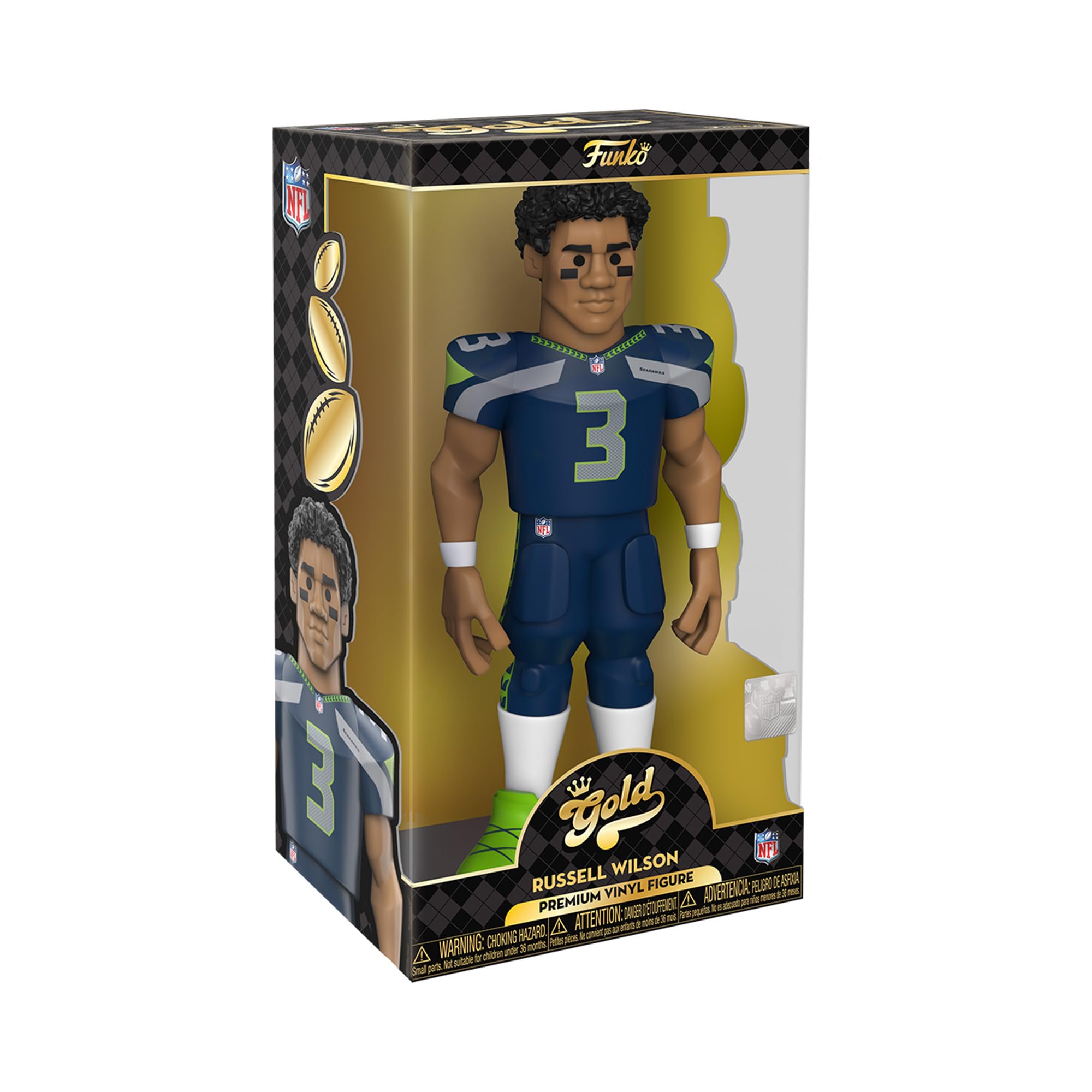 Funko Gold 12" NFL: Seahawks - Russell Wilson - 1/6 Odds for Rare Chase Variant - Collectable Vinyl Action Figure - Birthday Gift Idea - Official Merchandise - Ideal Toy for Sports Fans