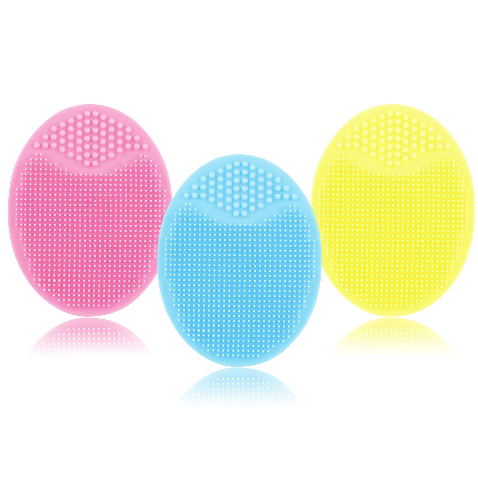 Silicone Face Scrubbers Exfoliator Brush-Facial Cleansing Brush Pad Value 3 6 9 Pack, Scrub Scrubby Pore Blackhead Removing Exfoliating-Unique Women (Mixed Color, 3 Count (Pack of 1))