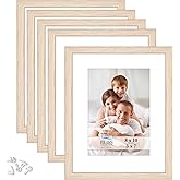 Icona Bay - 8x10 Picture Frames with Removable Mat for 5x7 Photos - Light Oak, 5 Pack - Modern Style Engineered Wood Frames - Table Top or Wall Mount - Bliss Collection