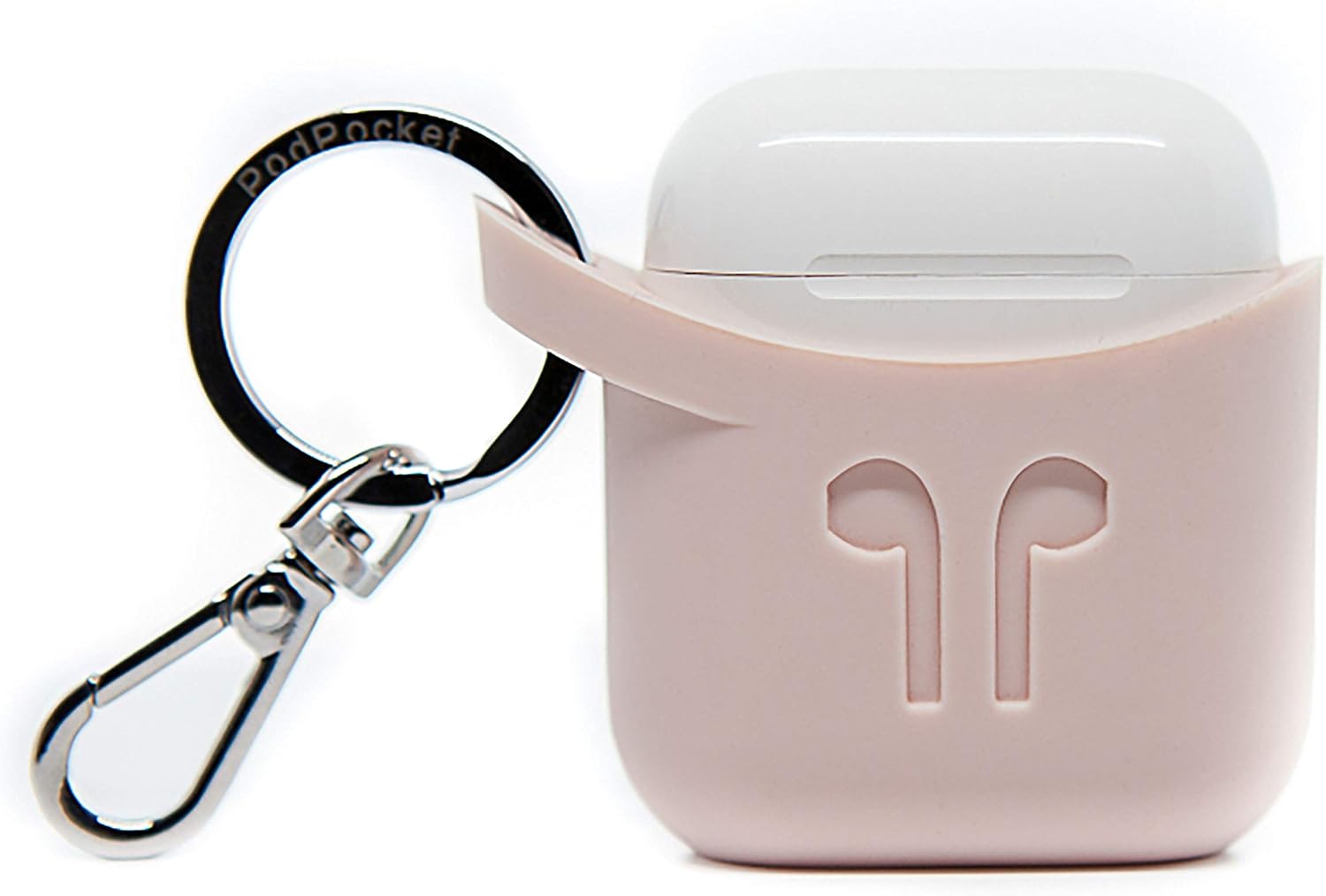 PodPocket Scoop AirPod Storage Case with Protective Translucent Silicone and Impact Protection Ash Pink