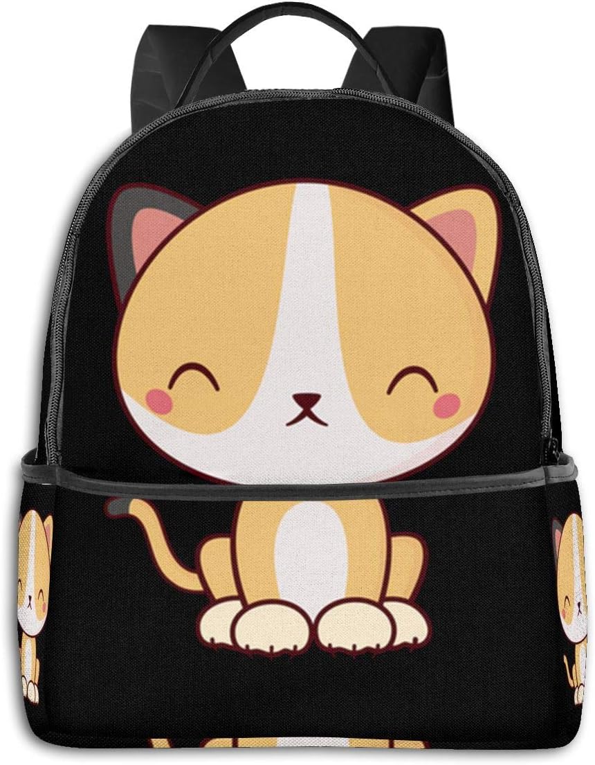 Smiling Kawaii Kitten Cat School Backpack for Women Men College Laptop Bookbag