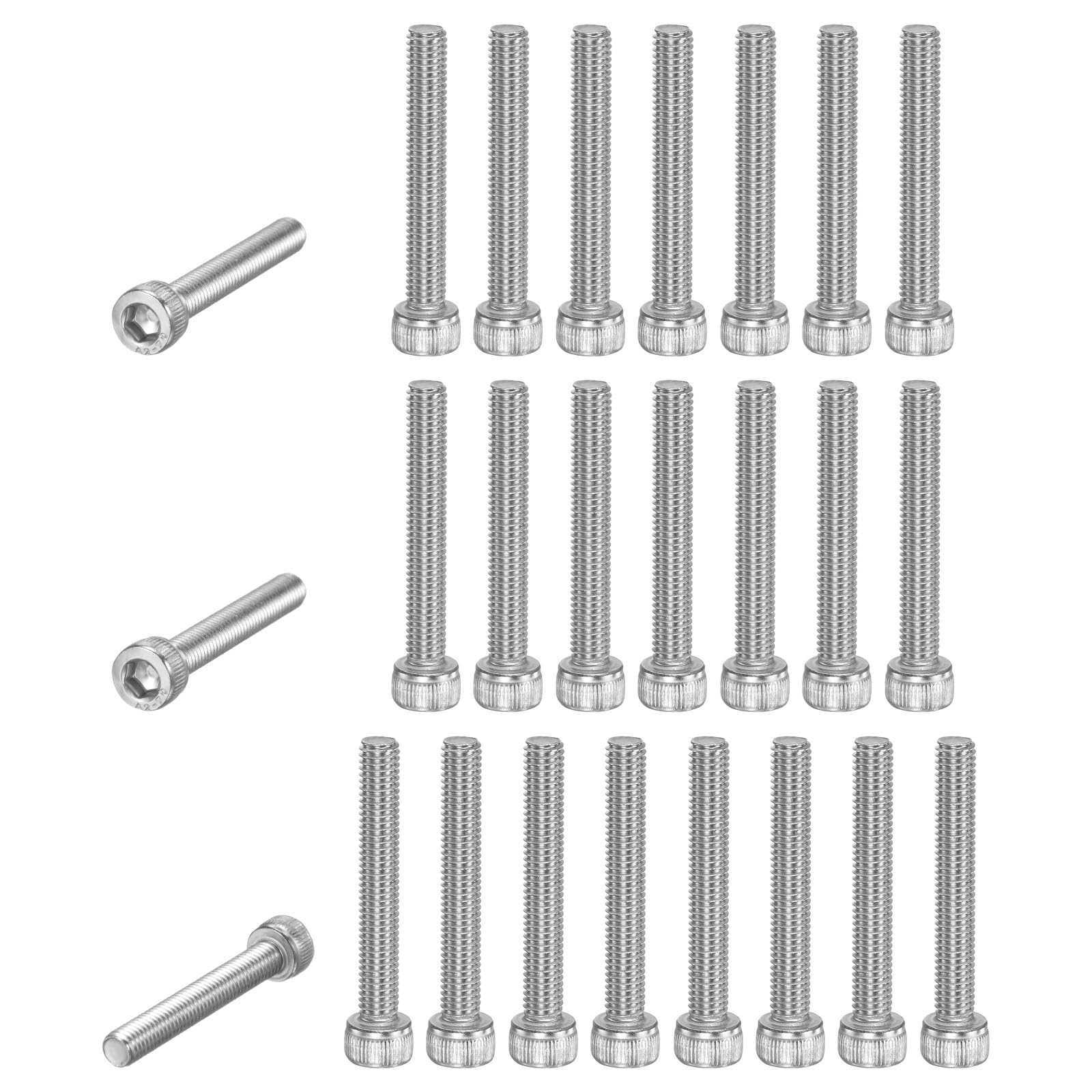 M METERXITY 25-Pack Socket Head Cap Screws Bolts M5x35mm 0.8mm Pitch Button Head Socket Screws 304 Stainless Steel Hex Socket Bolts [Silver]