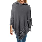 Skicuff Women Hooded Cape Ponchos Sweater Solid Knit Versatile Lightweight Shawl Wrap Scarf Cape Poncho Accessories