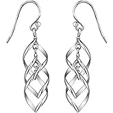 Charmsy Valentines Day Earrings 925 Sterling Silver Infinity Knot Twist French-Wire Drop Dangle Earrings for Women