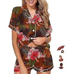 WJing Yi Jia Womens Pajama Sets XS-4XL Silk Satin