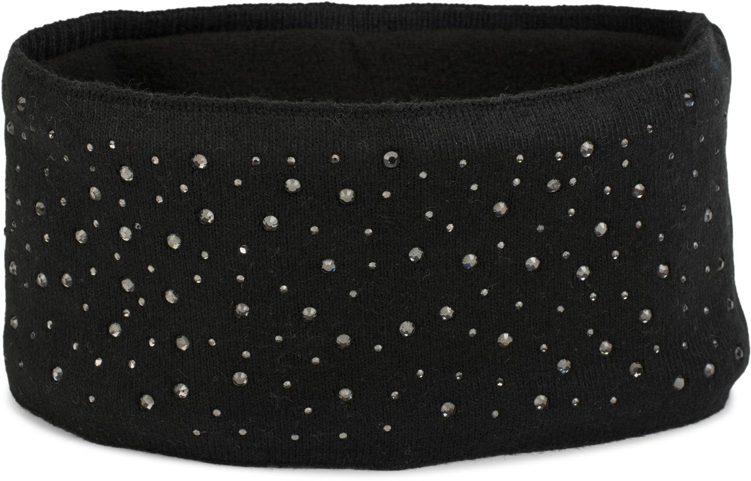 styleBREAKER Women's Headband with Rhinestones and Soft Fleece Lining, Fine Knit Hairband, Warm Headband 04026003, Colour:Black