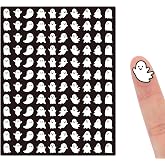JarThenaAMCS 2400 Pcs Halloween Mini Sticker Ghost Paper Decals Black White Self-Adhesive Stickers for Envelopes Scrapbook Gifts DIY, 0.5 in