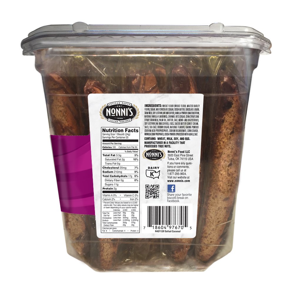 Nonni's Biscotti Value Pack, Salted Caramel, 25 Count, 1 lb 5 oz (595g
