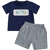 Toddler Baby Boy Summer Clothes Trucks Letters Short Sleeve T-shirt Top Elastic Waist Shorts Set Summer Outfit 2Pcs
