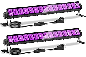 YQNLIFA 2 Pack LED Black Light, IP66 Waterproof Blacklight Bars with Plug+Switch+6ft Cord,Black Lights for Glow Party, Fluorescent Poster, Body Paint, Halloween Decorations,Bedroom,Stage Lighting
