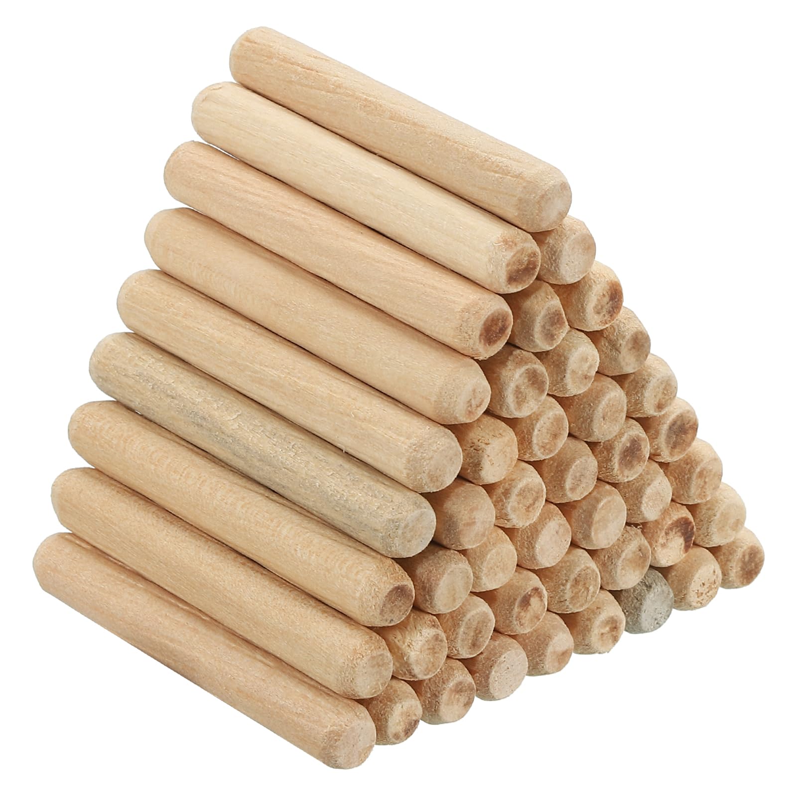 PATIKIL 1/4" x 1-9/16"(6 x 40mm) Wood Dowel Pins, 90 Pack Fluted Wooden Dowel Pin Beveled Groove Rods for Furniture Door Art Crafts Projects