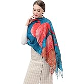 XINYUN Women's Fashion Scarf with Art Printed Tassel Soft Cashmere Warm Large Blanket Wrap Shawl for gift