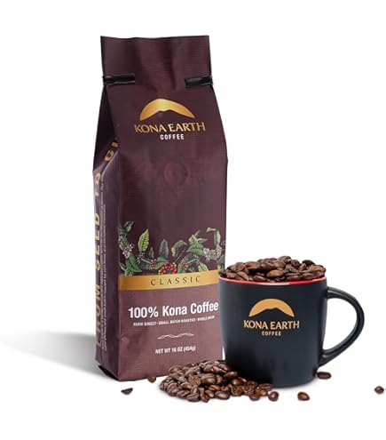 コーヒー  Kona Coffee 100% Kona Coffee Amazon.com : KONA EARTH 100% Kona Premium Coffee, Dark Roast