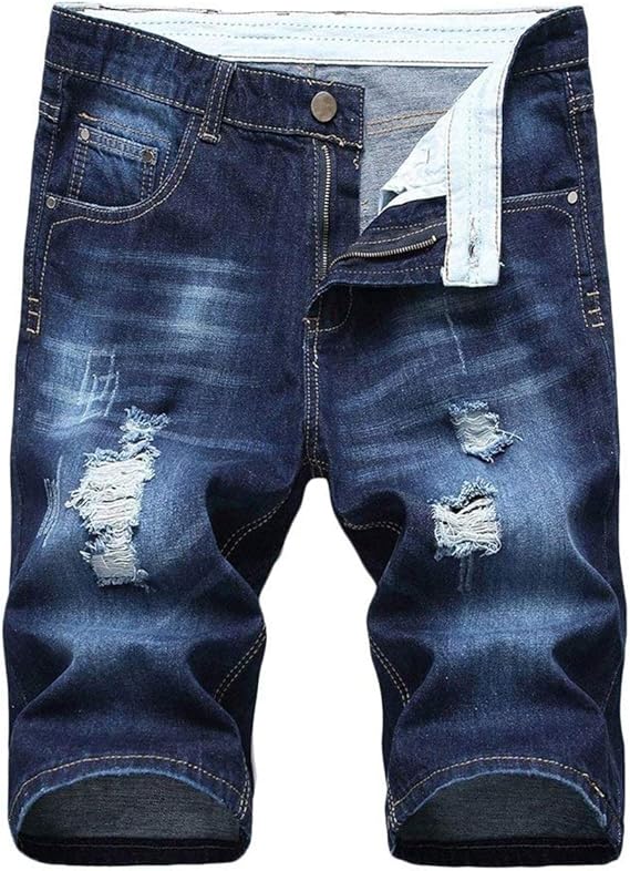 Pants Men's Short Trousers Ripped Biker Stretchy Skinny Simple Estilo