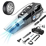 VARSK 4-in-1 Car Vacuum Cleaner, Tire Inflator Portable Air Compressor with Digital Tire Pressure Gauge LCD Display and LED L