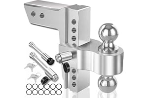 Allucky Adjustable Trailer Hitch Tow Hitch Load Bearing 18,500 LBS, Fits 2.5 Inch Receiver, Drop Hitch, 2" and 2-5/16" Tow Ba