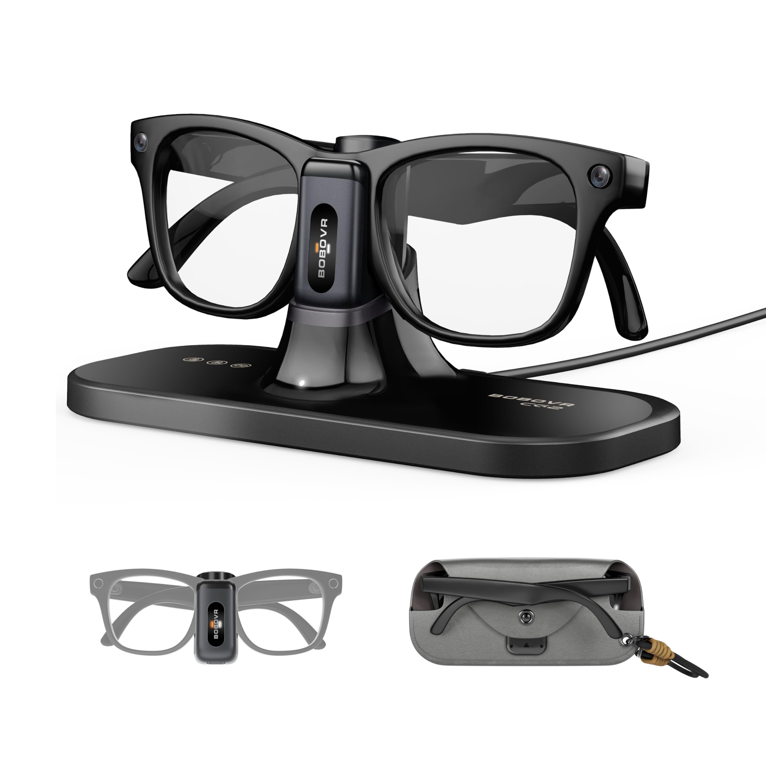 Photo 1 of BOBOVR CG2 Charging Dock Accessories,Compatible with Ray-Ban Meta Smart AI Glasses & Oakley Meta HSTN, 3-in-1 Magnetic Charging Station with Portable Battery Clip and Travel Case (GLASSES NOT INCLUDED)