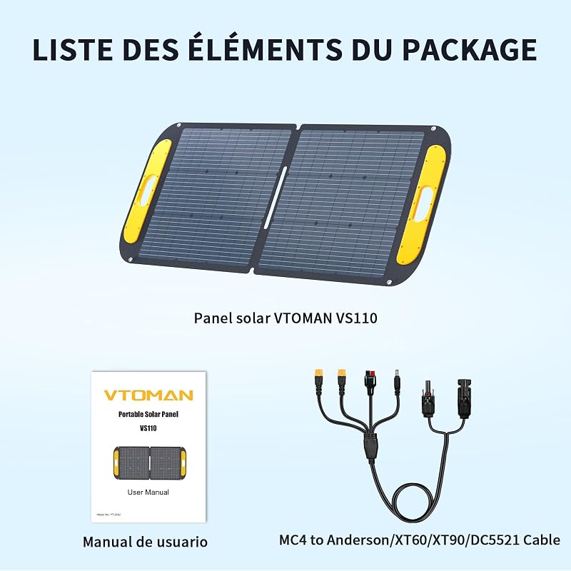 VS110 Panneau solaire portable 110W 18V, efficacité de 25%
