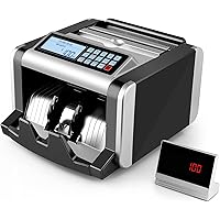 Money Counter Machine with UV/MG/IR Counterfeit Detection, Portable Bill Counting Machine with Add & Batch Modes, LCD Display