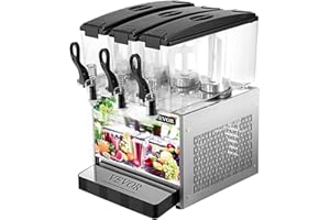 VEVOR 110V Cold Beverage Machine Stainless Steel Fruit Juice 3 Tanks 9.6 Gallon Ice Tea Drink Dispenser Equipped with Thermos