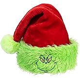 Decxmas Santa Hat for Unisex Adults,Velvet Christmas Hat with Funny Elf Monster Face for Women or Men,New Year Party Headwear (Adult)
