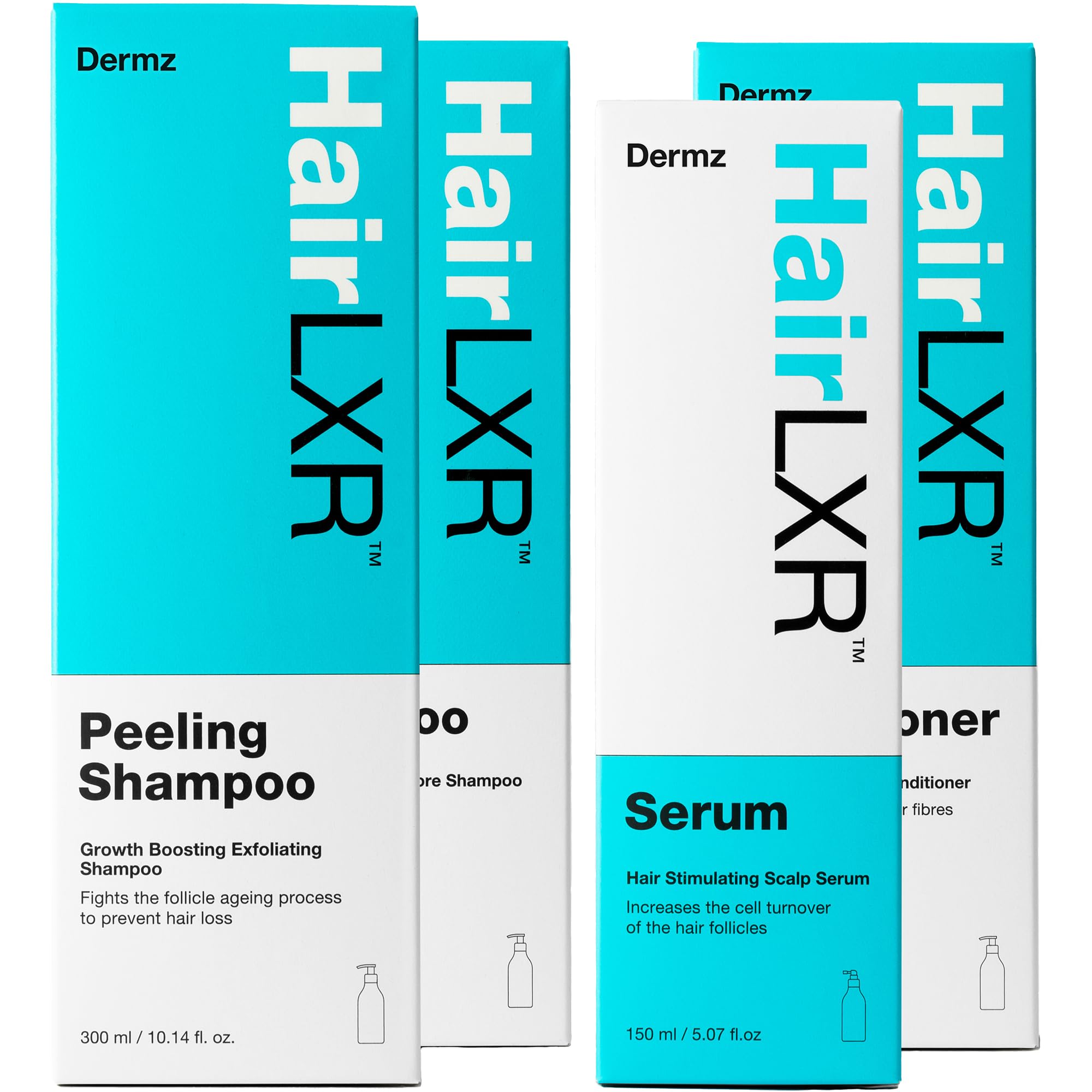 HairLXR All-Natural Hair Growth & Replenishment for Women: Four-Step Formula for Biotin Hair Growth - Retain Hair, Increase Volume & Stimulate Regrowth - 2x Shampoos + Conditioner + Serum - Hair Care