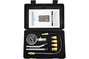 AutoWanderer Tool Petrol Engine Cylinder Compression Tester Kit, 8Pcs Automotive Engine Gas Pressure Gauge Set for Motorcycle Car Truck