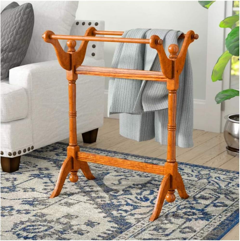Quilt Hangers & Stands Crafts Vintage Oak Finish Quilt Rack Stand
