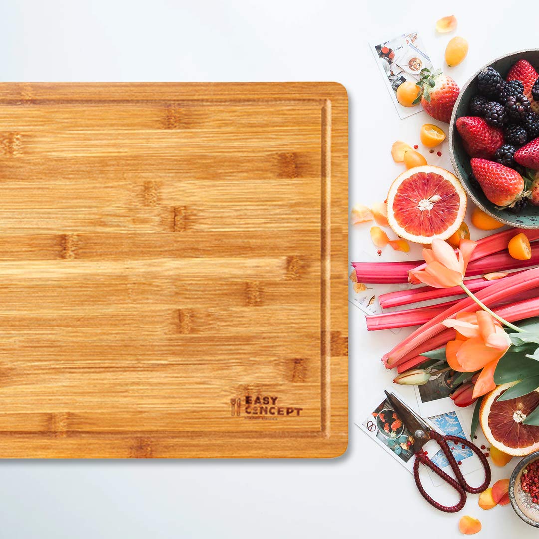 EXTRA LARGE Bamboo Cutting Board for Kitchen with Juice Groove - Thick, Non-Slip Laminated Layers for Meat Carving (Butcher Block) - Anti Microbial Chopping Board for Fruits, and Vegetables - 17x12.5