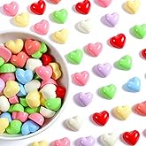 100PCS Colorful Heart Resin Flat Back Charms Shimmeroo Cute Plastic Mini Heart Shape Charms Bulk Resin Embellishments for Crafts Accessories DIY
