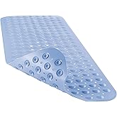 YINENN Bath and Shower Safety Mats 40x16 inch, Non Slip with Suction Cups for Bathroom Stall and Tub Floor, Extra Large and Machine Washable, Drain Holes Keep Bathtub Clean, Light Blue