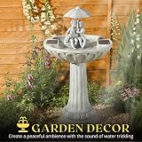 Garden Mile Solar Powered Umbrella Boy & Girl Water Fountain view 4