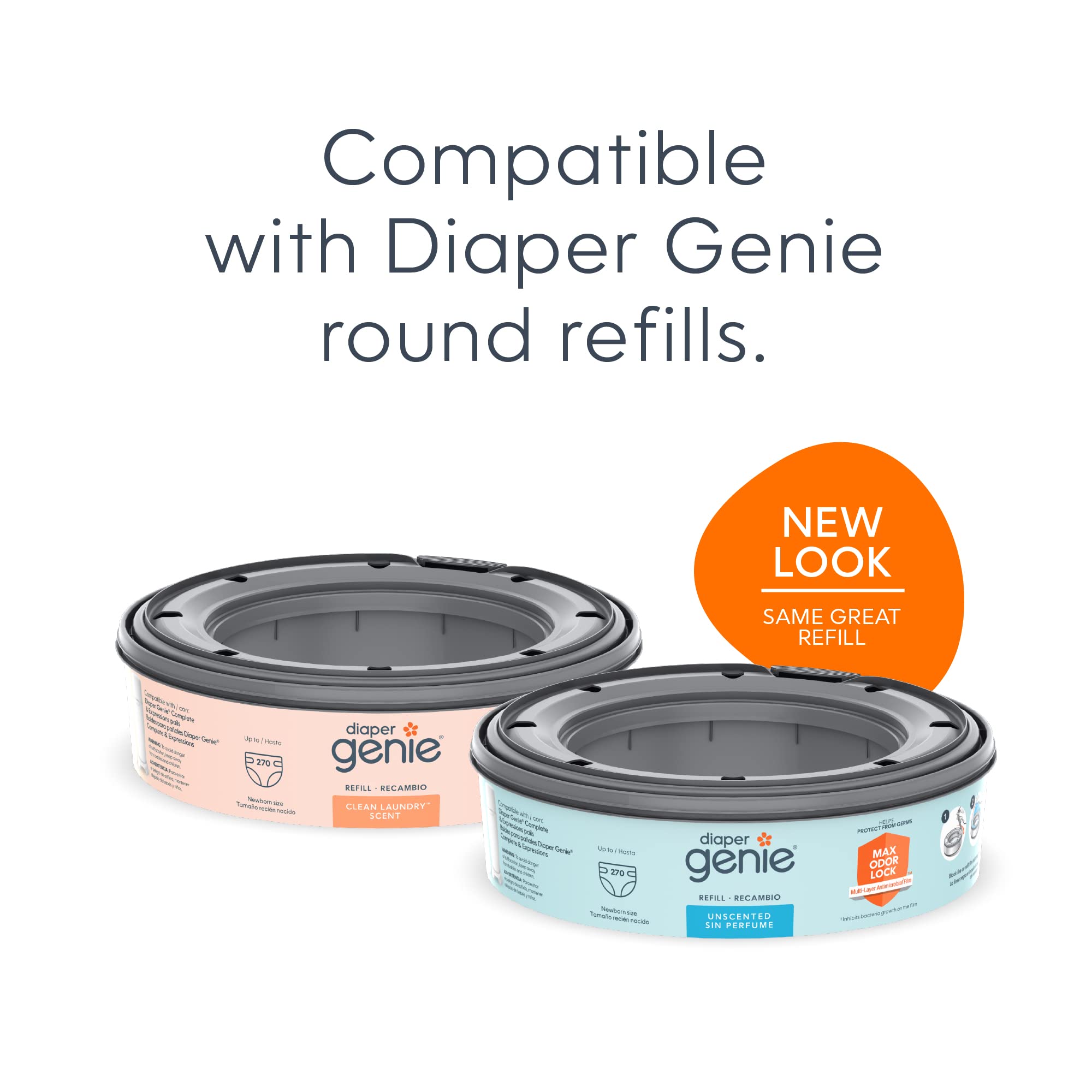 Playtex Diaper Genie Complete Pail with Built-In Odor Controlling Antimicrobial, Includes Pail & 1 Refill, White , 8.36 Pound
