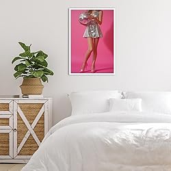 Trendy Disco Ball Canvas Wall Art Funky Pink Preppy