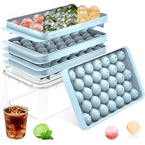Amazon.com: Ice Cube Tray with Lid and Bin – Round Ice Cube Trays ...