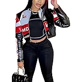 VOIKERDR Leather Jacket Women Zipper Moto Biker Short Leather Jacket Women Bomber Jacket Women Faux Leather Jacket