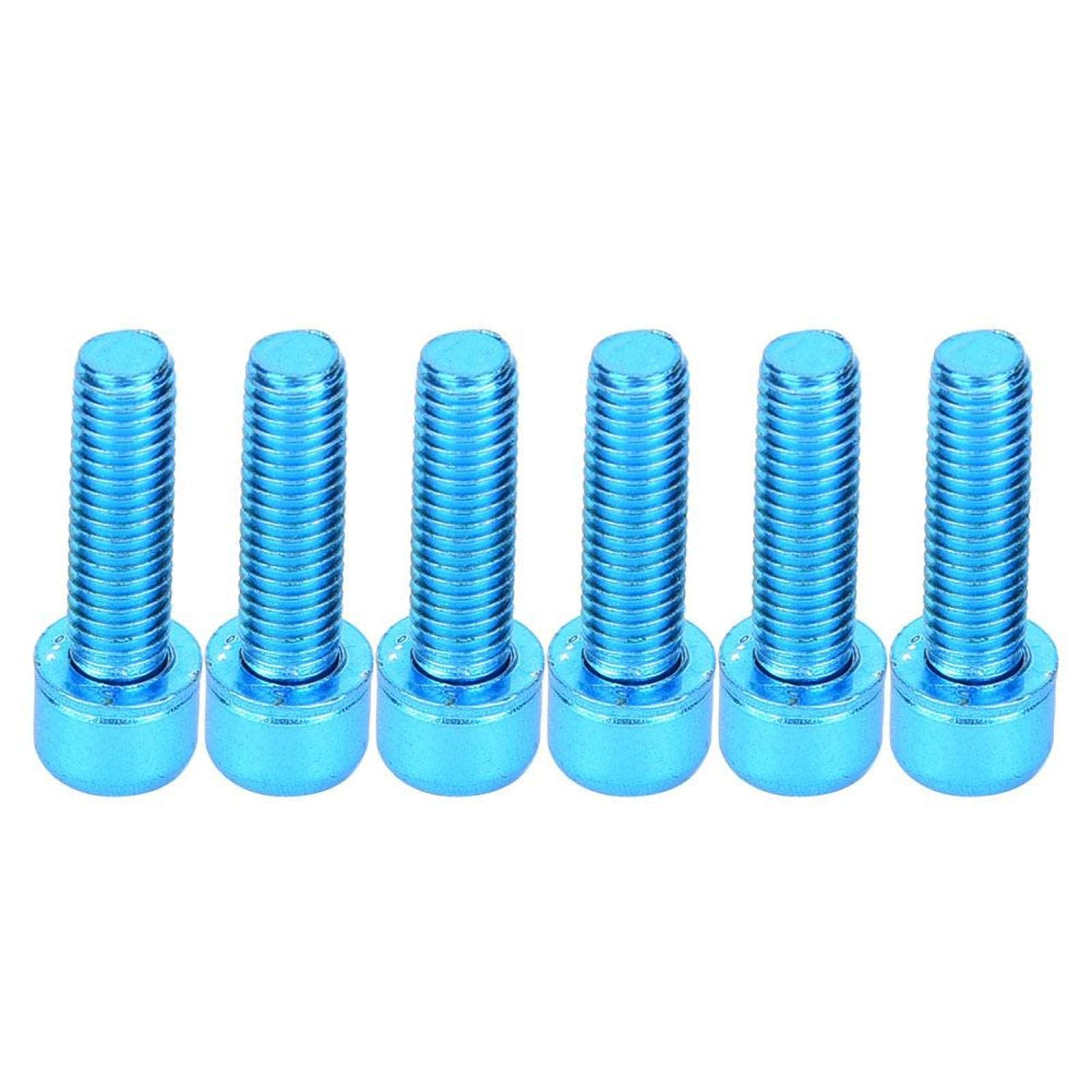 6Pcs M5x25mm Hex Socket Head Screws Titanium Alloy Bike Bottle Bracket Screw Bicycle Accessory (Blue)