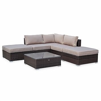 Alice S Garden 7 Seater Rattan Garden Furniture Corner Sofa Set