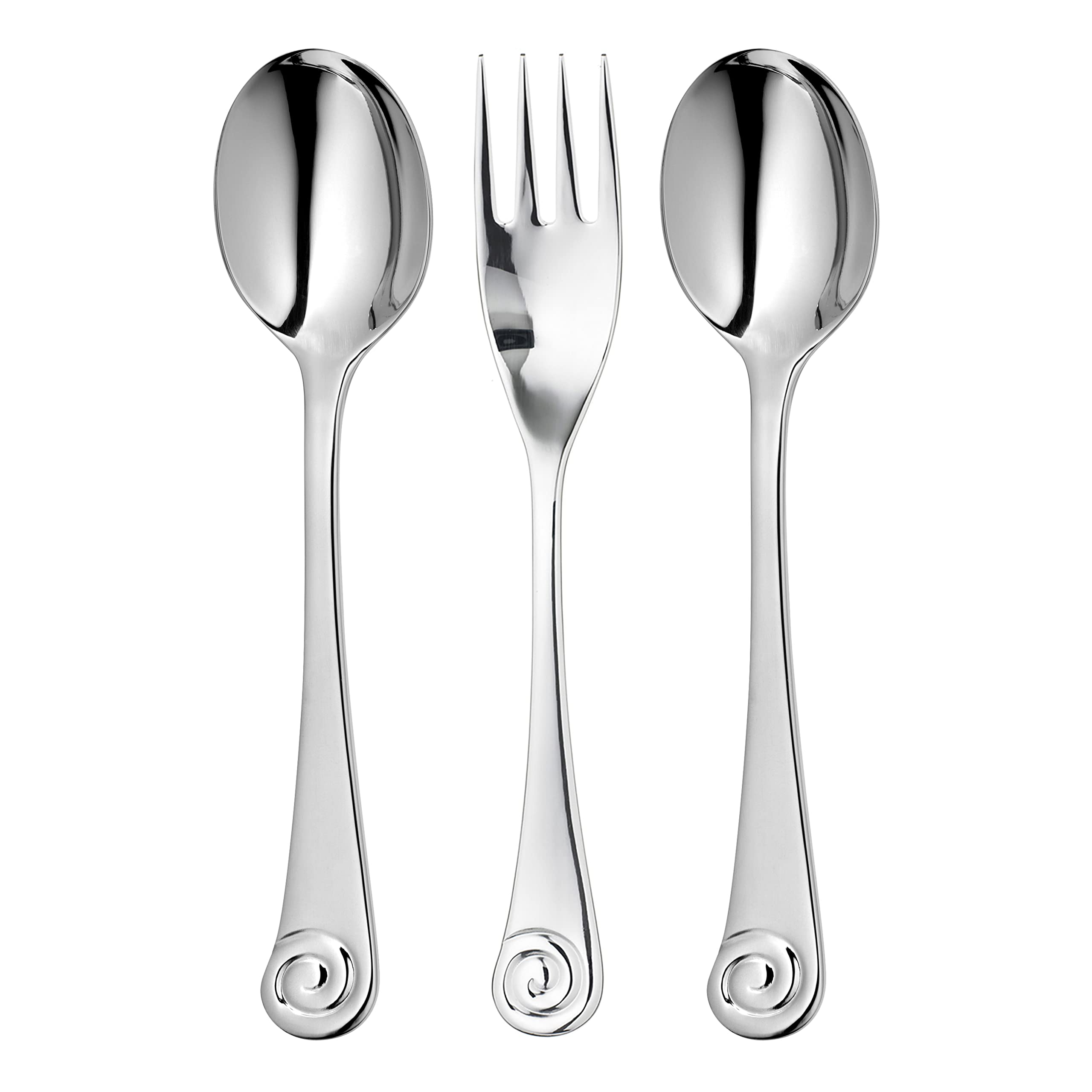 Robert Welch Ammonite Bright 3 Piece Serving Set. Made from Stainless Steel. Dishwasher Safe.
