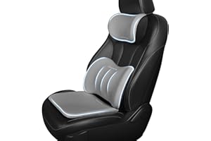 GEEYONTEK Car Seat Cushion with Neck Pillow & Lumbar Support Back Pain Relief Pillow Memory Foam, Ergonomic Car Pillow for Driving Seat Office Chair-3 Pcs, Grey