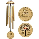 50th Anniversary Wedding Gifts, 50th Golden Wind Chime, Happy 50th Anniversary Romantic Presents for Couples, Parents, Wife, Husband, Friends, 50 Years of Marriage Gold Keepsake Ideas, 26 inch