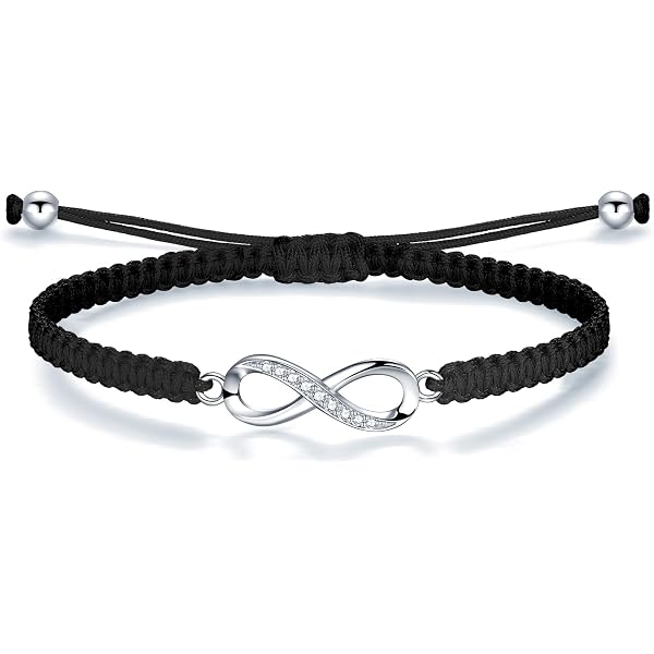 Bracciale Minimalista Fatto A Mano Con Ciondolo Gesù E Simbolo Infinito, Corda Nera Regolabile, Gioiello Religioso Per Donna - 4