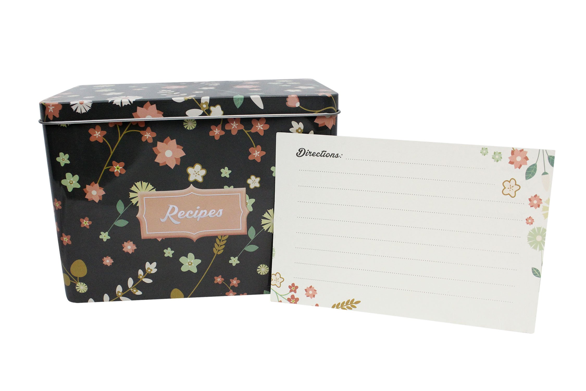 Metal Recipe Box Set With 100 Recipe Cards & 10 Blank Dividers | Holds Up To 200, 4x6 Cards | From Splendid Chef