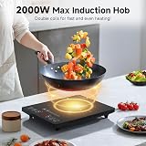 AMZCHEF Single Induction Hob 2000W Portable 20 Power 20 Temp Settings view 3